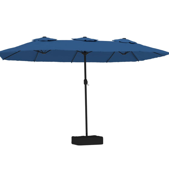 Doppel-Sonnenschirm mit LED-Leuchten Azurblau 449x245 cm