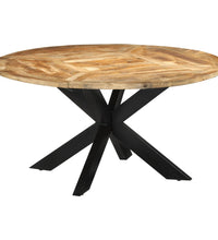 Esstisch Ø150x76 cm Massives Raues Mangoholz
