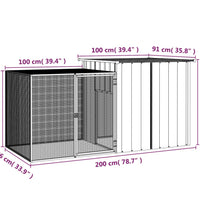 Kaninchenkäfig Grau 200x91x100 cm Verzinkter Stahl