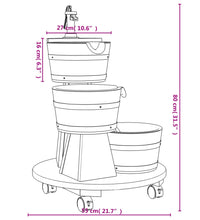 Gartenbrunnen mit Rollen und Pumpe 55x55x80 cm Massivholz Tanne