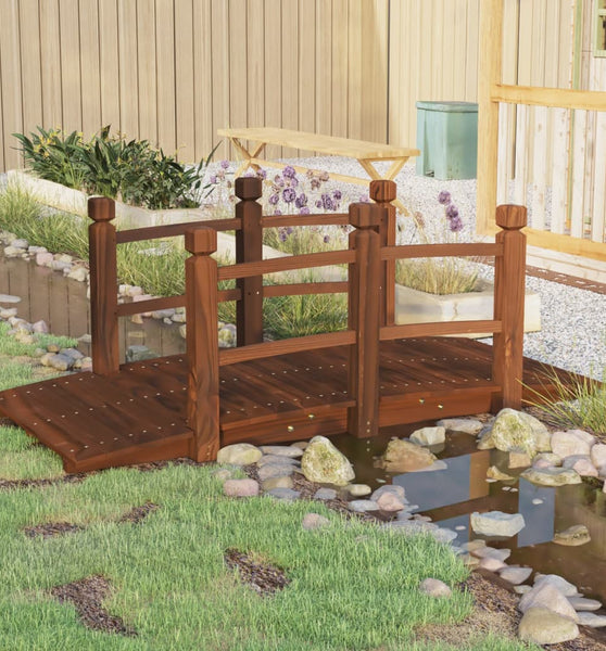 Gartenbrücke mit Geländer 150x67x56 cm Massivholz Fichte