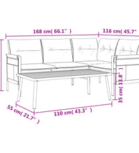 2-tlg. Garten-Lounge-Set Anthrazit Stahl