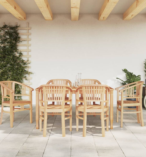 7-tlg. Garten-Essgruppe Massivholz Teak