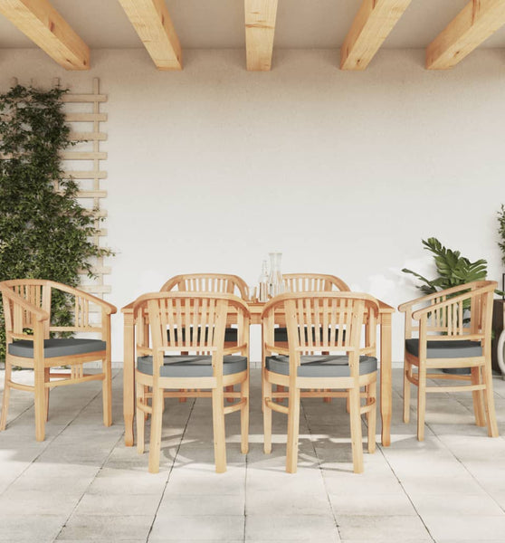 7-tlg. Garten-Essgruppe Massivholz Teak