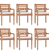 7-tlg. Garten-Essgruppe mit Weißen Kissen Massivholz Teak