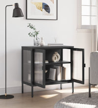 Sideboard Schwarz 70x35x70 cm Glas und Stahl