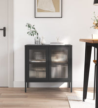 Sideboard Schwarz 70x35x70 cm Glas und Stahl