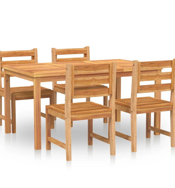 5-tlg. Garten-Essgruppe Massivholz Teak