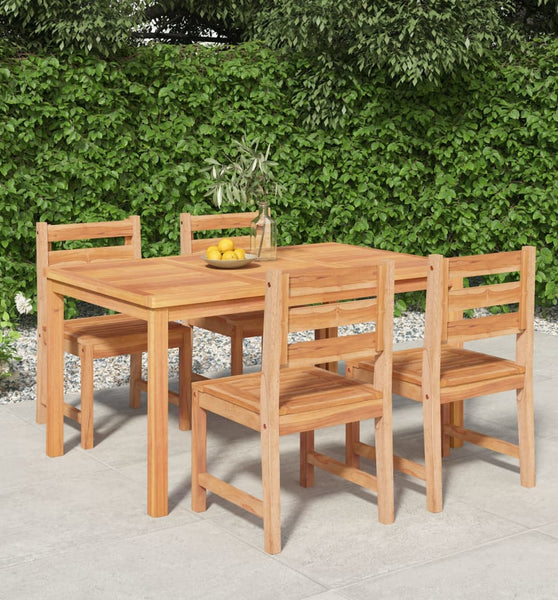 5-tlg. Garten-Essgruppe Massivholz Teak