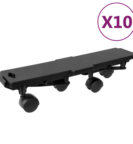 Transportroller mit 4 Rollen 10 Stk Schwarz Polypropylen 170 kg