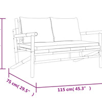 4-tlg. Garten-Lounge-Set mit Cremeweißen Kissen Bambus