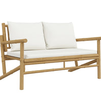 5-tlg. Garten-Lounge-Set mit Cremeweißen Kissen Bambus
