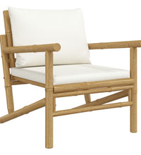 5-tlg. Garten-Lounge-Set mit Cremeweißen Kissen Bambus