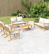 5-tlg. Garten-Lounge-Set mit Cremeweißen Kissen Bambus