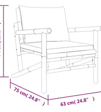 5-tlg. Garten-Lounge-Set mit Dunkelgrauen Kissen Bambus