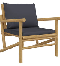 3-tlg. Garten-Lounge-Set mit Dunkelgrauen Kissen Bambus