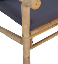 3-tlg. Garten-Lounge-Set mit Dunkelgrauen Kissen Bambus