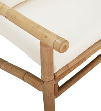 3-tlg. Garten-Lounge-Set mit Kissen Creme Bambus