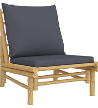 4-tlg. Garten-Lounge-Set mit Dunkelgrauen Kissen Bambus