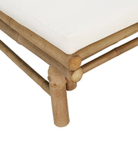 4-tlg. Garten-Lounge-Set mit Cremeweißen Kissen Bambus