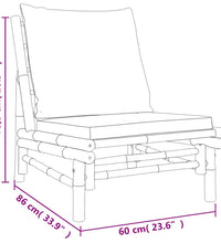 4-tlg. Garten-Lounge-Set mit Cremeweißen Kissen Bambus