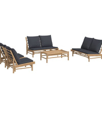 5-tlg. Garten-Lounge-Set mit Dunkelgrauen Kissen Bambus