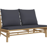 5-tlg. Garten-Lounge-Set mit Dunkelgrauen Kissen Bambus