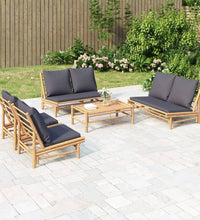 5-tlg. Garten-Lounge-Set mit Dunkelgrauen Kissen Bambus