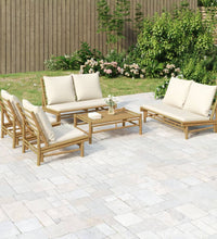 5-tlg. Garten-Lounge-Set mit Cremeweißen Kissen Bambus