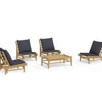 5-tlg. Garten-Lounge-Set mit Dunkelgrauen Kissen Bambus