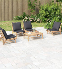 5-tlg. Garten-Lounge-Set mit Dunkelgrauen Kissen Bambus