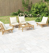 5-tlg. Garten-Lounge-Set mit Cremeweißen Kissen Bambus