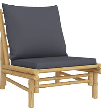 3-tlg. Garten-Lounge-Set mit Dunkelgrauen Kissen Bambus