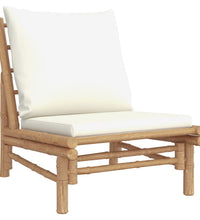 3-tlg. Garten-Lounge-Set mit Kissen Creme Bambus