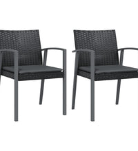 Gartenstühle mit Kissen 2 Stk. Schwarz 56,5x57x83cm Poly Rattan