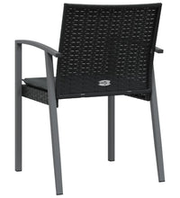 Gartenstühle mit Kissen 2 Stk. Schwarz 56,5x57x83cm Poly Rattan