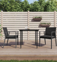 Gartenstühle mit Kissen 2 Stk. Schwarz 56,5x57x83cm Poly Rattan