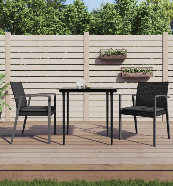 Gartenstühle mit Kissen 2 Stk. Schwarz 56,5x57x83cm Poly Rattan