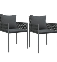 Gartenstühle mit Kissen 2 Stk. Schwarz 54x61x83 cm Poly Rattan