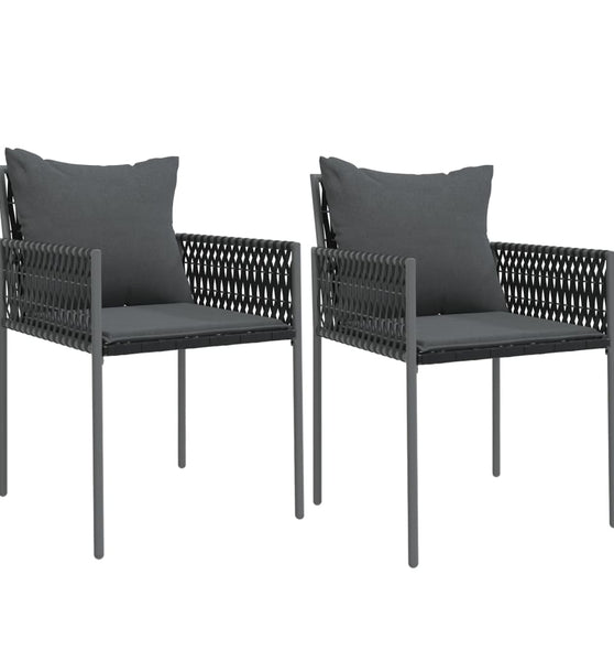 Gartenstühle mit Kissen 2 Stk. Schwarz 54x61x83 cm Poly Rattan