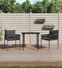 Gartenstühle mit Kissen 2 Stk. Schwarz 54x61x83 cm Poly Rattan