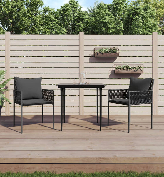 Gartenstühle mit Kissen 2 Stk. Schwarz 54x61x83 cm Poly Rattan