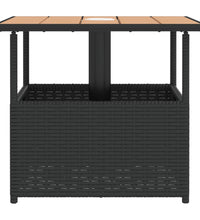 Gartentisch mit Schirmloch Schwarz 55x55x46,5 cm Poly Rattan