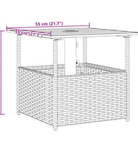 Gartentisch mit Schirmloch Schwarz 55x55x46,5 cm Poly Rattan