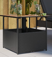 Gartentisch mit Schirmloch Schwarz 55x55x46,5 cm Poly Rattan