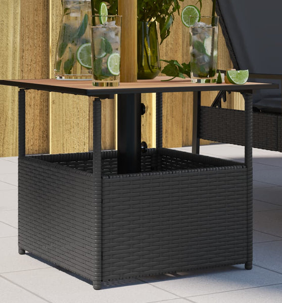 Gartentisch mit Schirmloch Schwarz 55x55x46,5 cm Poly Rattan