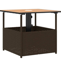 Gartentisch mit Schirmloch Braun 55x55x46,5 cm Poly Rattan