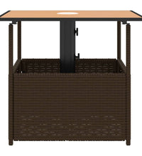 Gartentisch mit Schirmloch Braun 55x55x46,5 cm Poly Rattan