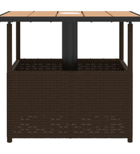 Gartentisch mit Schirmloch Braun 55x55x46,5 cm Poly Rattan