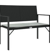 Gartenbank 2-Sitzer mit Kissen Schwarz Poly Rattan